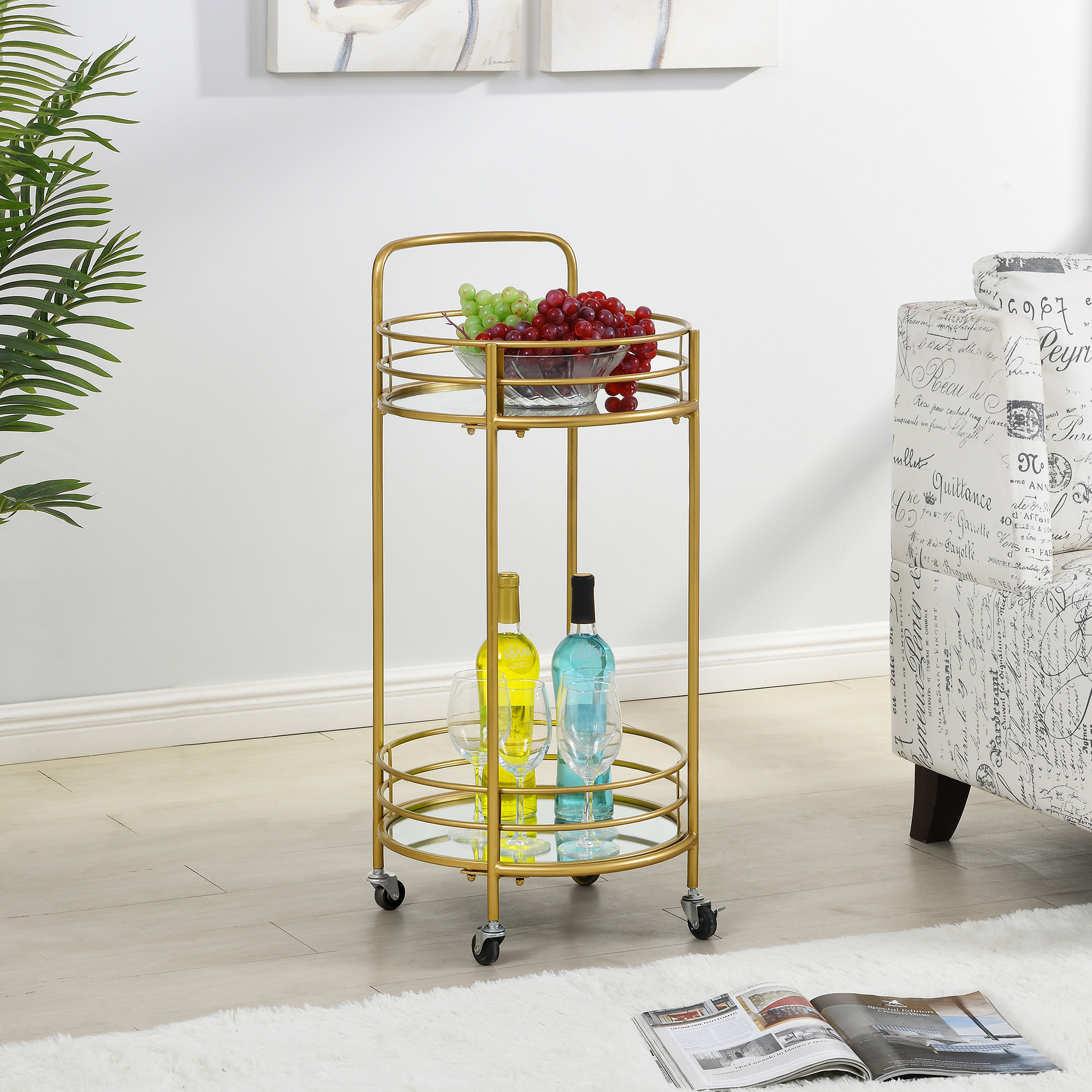 FirsTime & Co. Gold Joliet Mirrored Bar Cart, Industrial, Metal, 16 x 16 x 33.5 in | Walmart (US)
