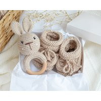 Easter Baby Newborn Booties & Rattle Gift Set . Gift From Uant Uncle Gender Neutral Mom To Be | Etsy (US)