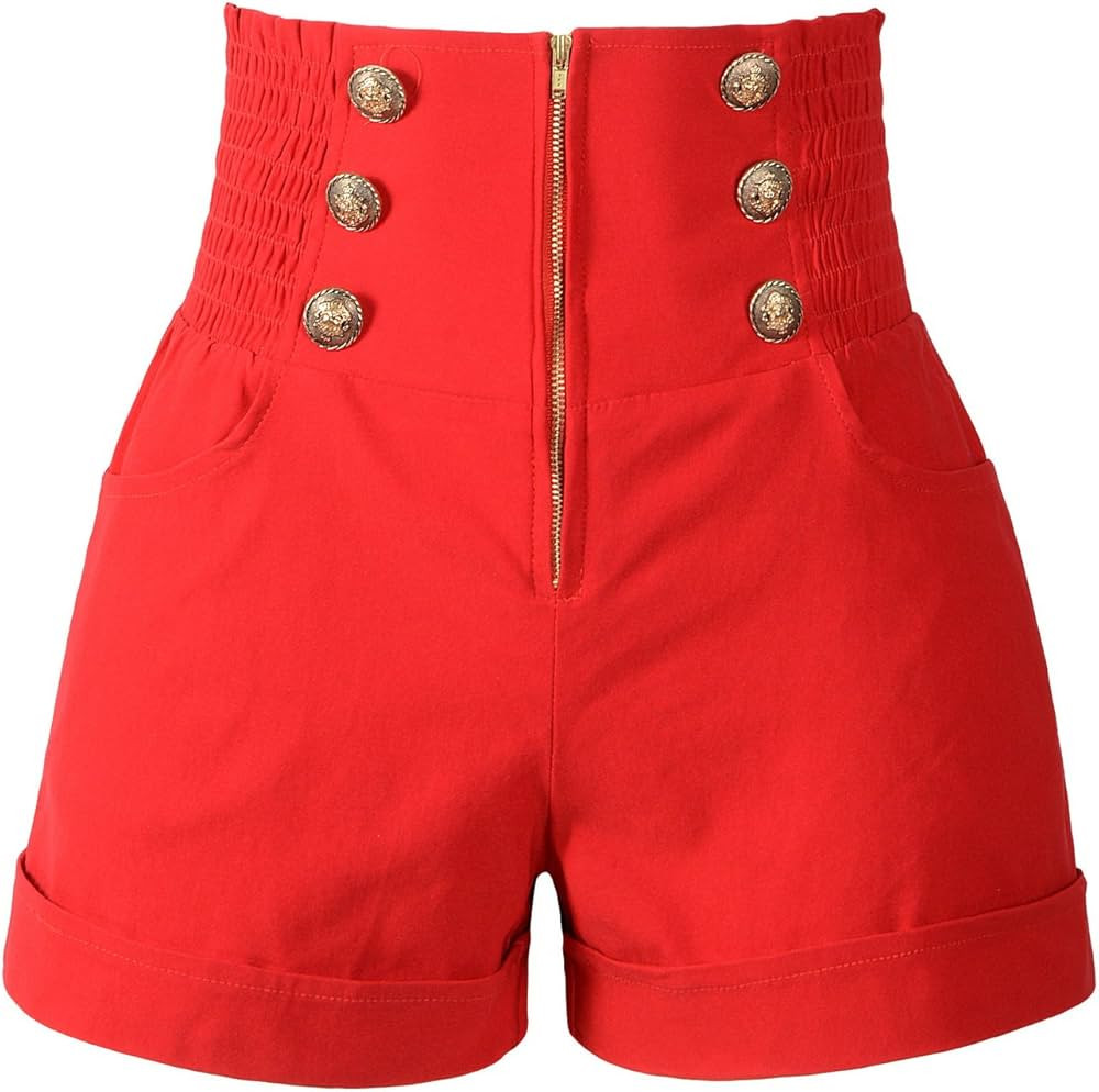 Penelope Vintage Women's 50s Retro Rockabilly Style High Waist Pinup Shorts | Amazon (US)