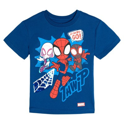 Marvel Spidey and His Amazing Friends Little Boys' Short Sleeve Graphic Jersey Tee Navy 6 | Target