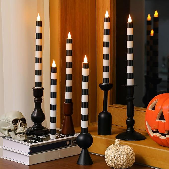 Honoson 6 Pcs Halloween Flameless Taper Candles 10.6 Inch Table Home Decor | Amazon (US)