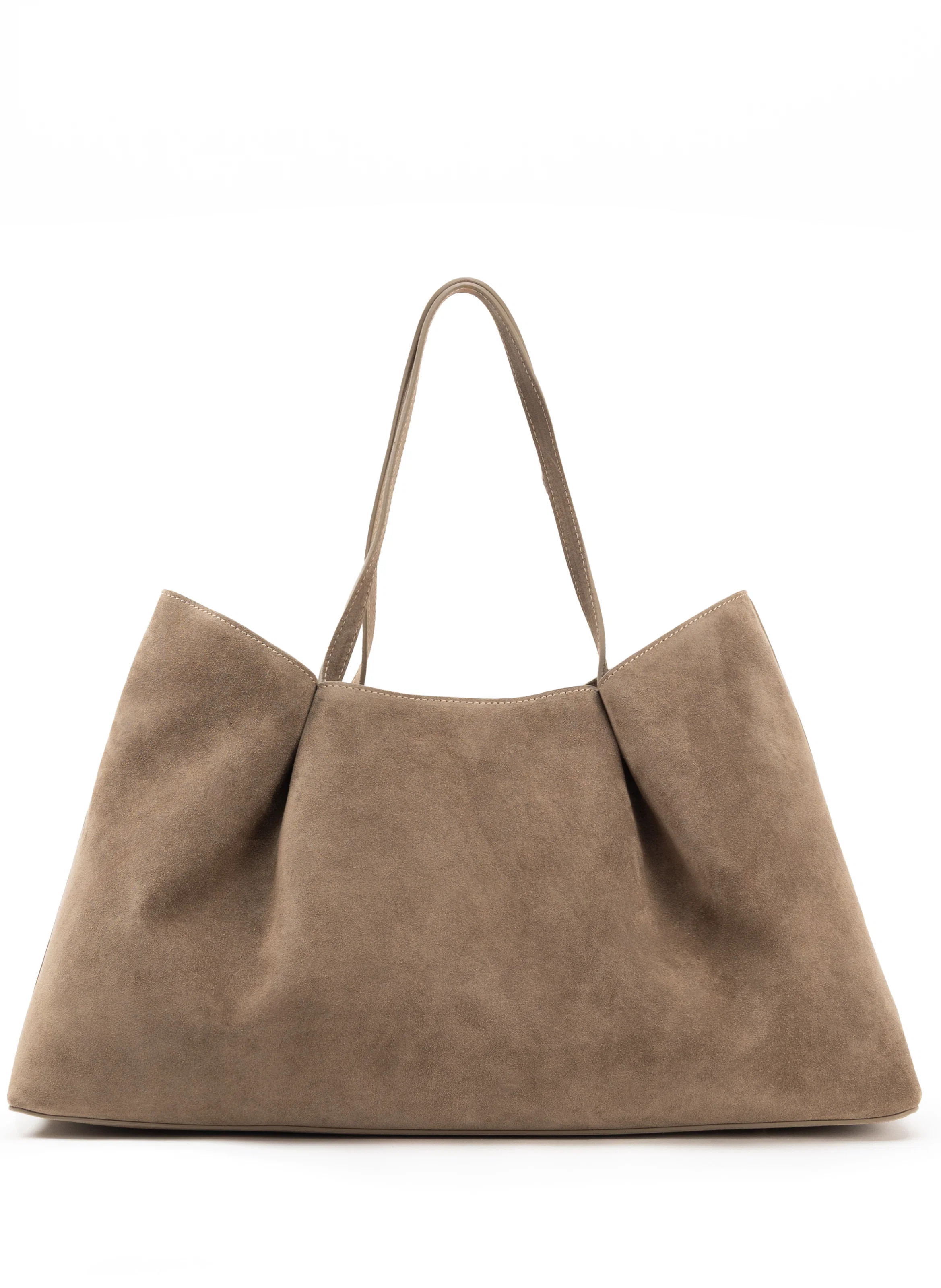Dimple Tote Suede Taupe | Elleme