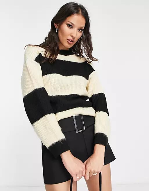 ASOS DESIGN sweater in rib with stripe pattern | ASOS (Global)