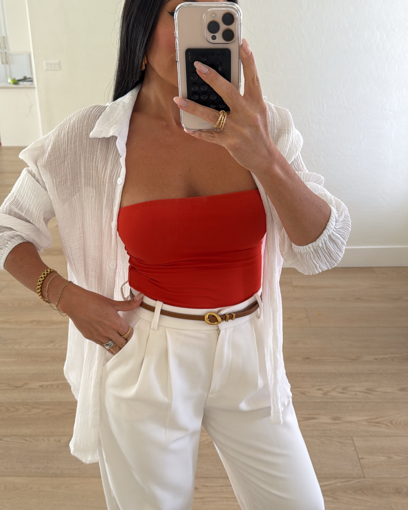Happy Sunday!! Today’s church outfit of the day is giving me all the happiness! 
AE gauze button down size small
Aritzia tube top size small 
Amazon belt 
Abercrombie curve love trousers 



#LTKStyleTip #LTKSeasonal #LTKFindsUnder100