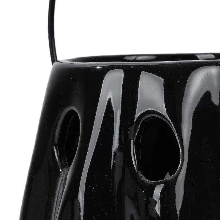 My Texas House Halloween Light-Up Ceramic Ghost Lantern Decoration, Black, 3.5" | Walmart (US)
