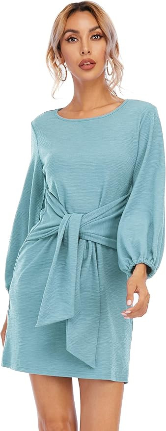 R.Vivimos Women's Autumn Winter Cotton Long Sleeves Elegant Knitted Bodycon Tie Waist Sweater Pen... | Amazon (US)