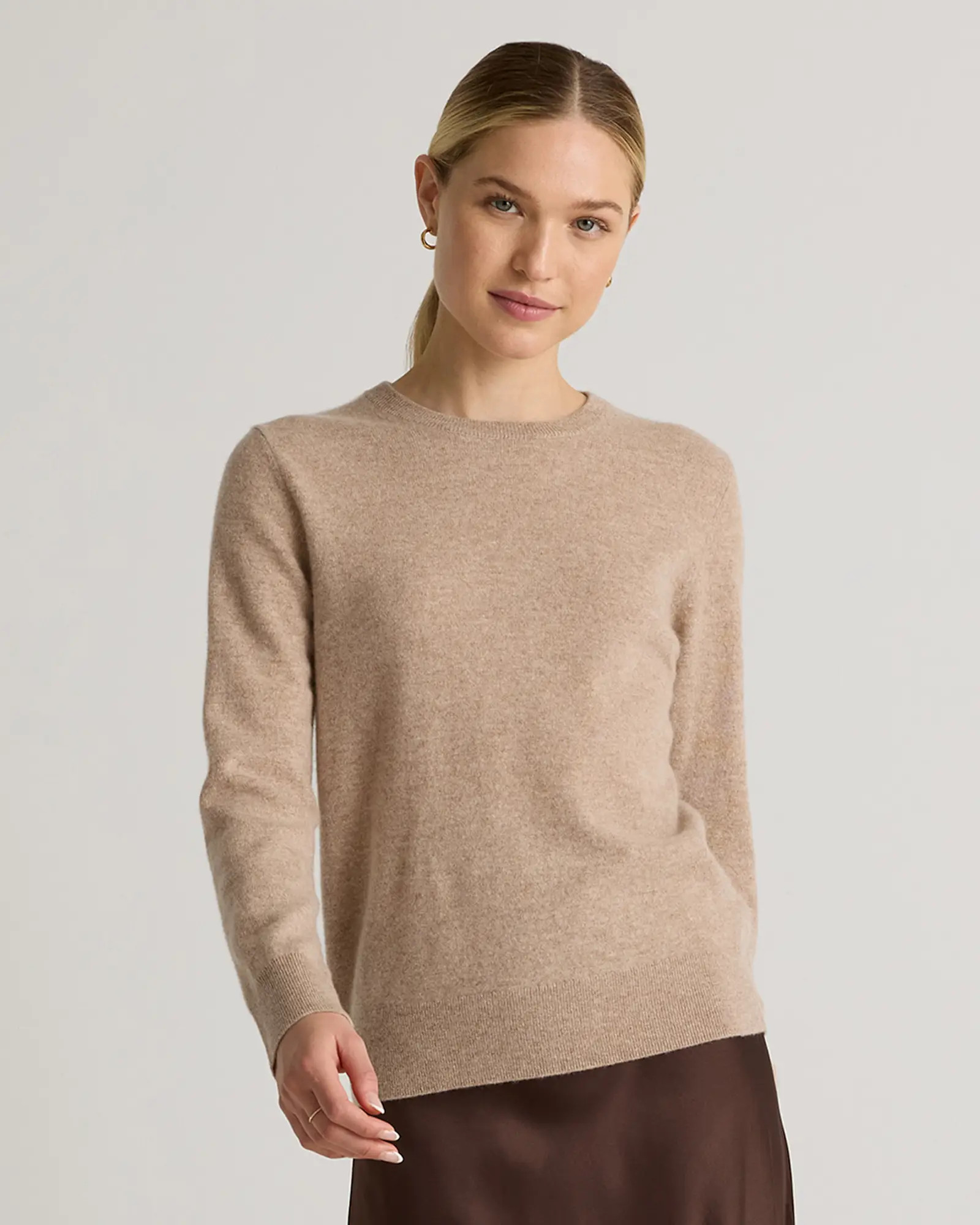 Mongolian Cashmere Crewneck Sweater in Oatmeal | Quince