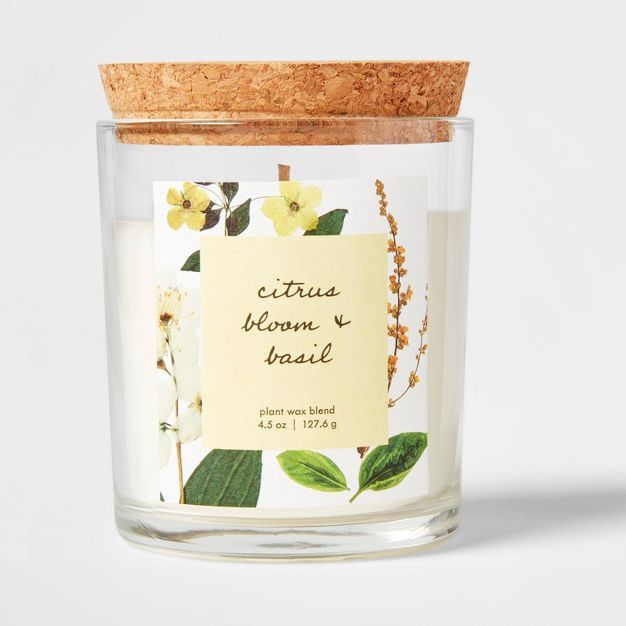 Glass Candle with Cork Lid Citrus Bloom and Basil - Threshold™ | Target