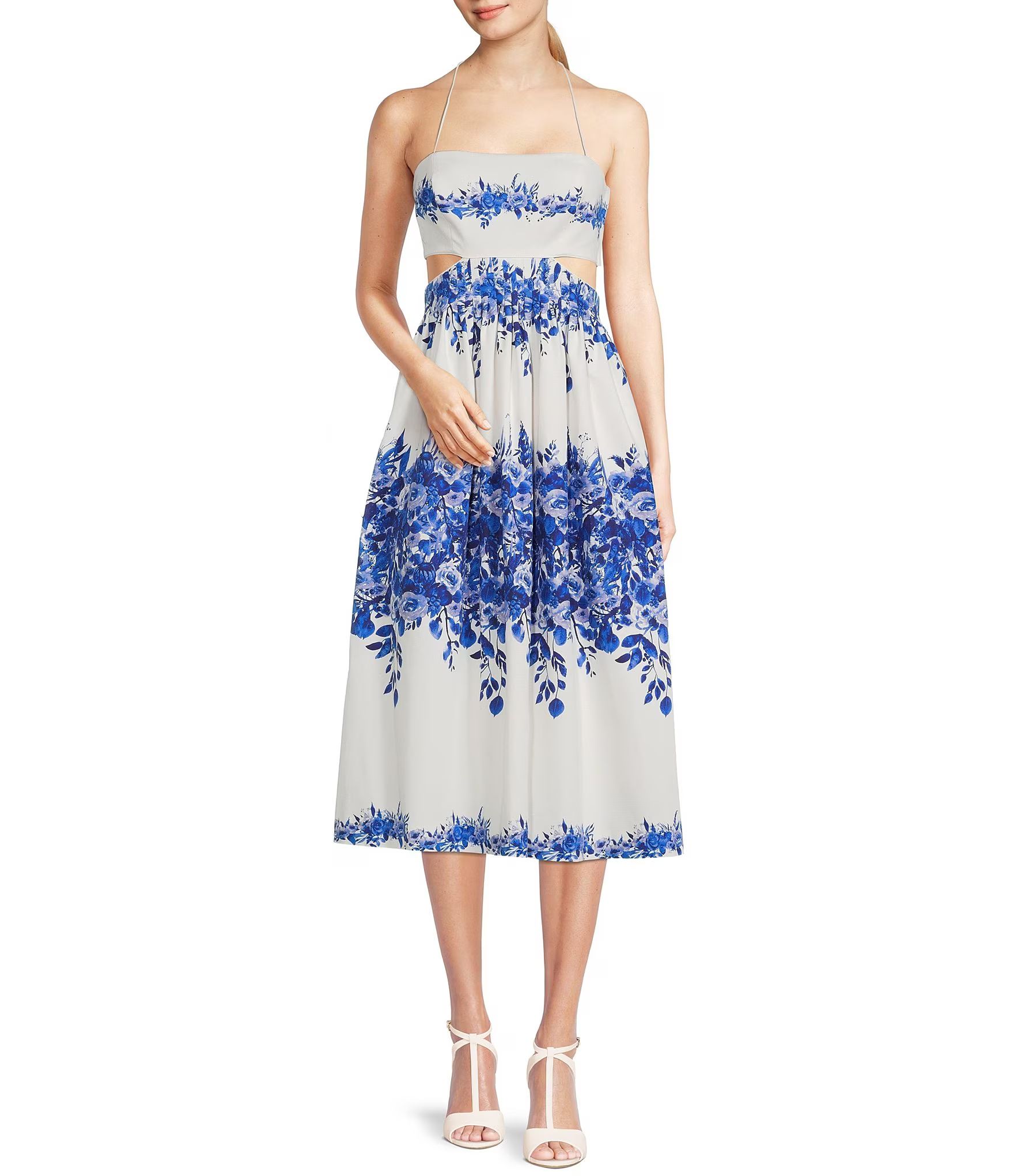 Waverly Cut-Out Back Detail Sleeveless Floral Print Halter Neck Midi Dress | Dillard's