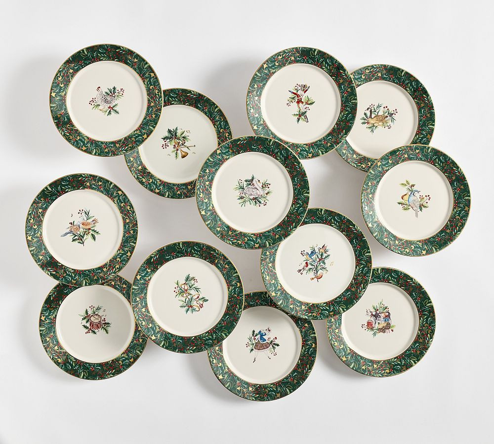 12 Days of Christmas Stoneware Salad Plates - Mixed Set of 12 | Pottery Barn (US)