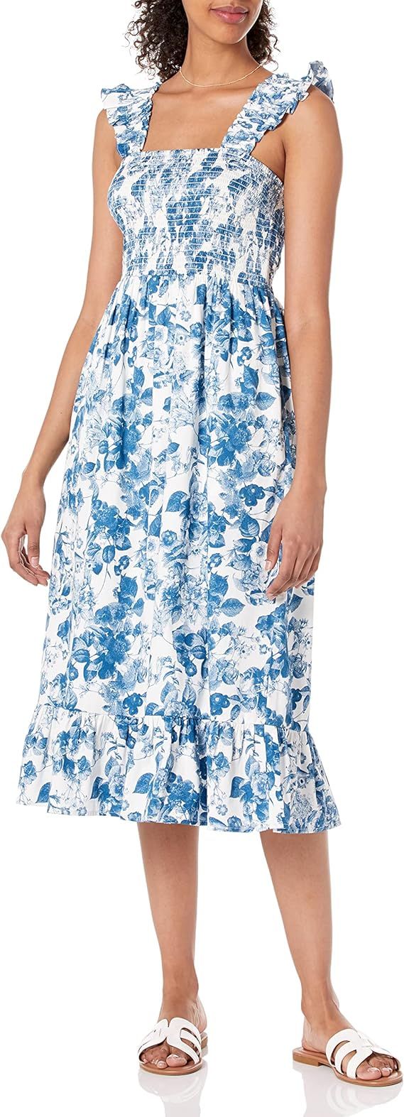 The Drop Damen Kimi Ruffled Shoulder Smocked Midi Dress Kleider | Amazon (DE)