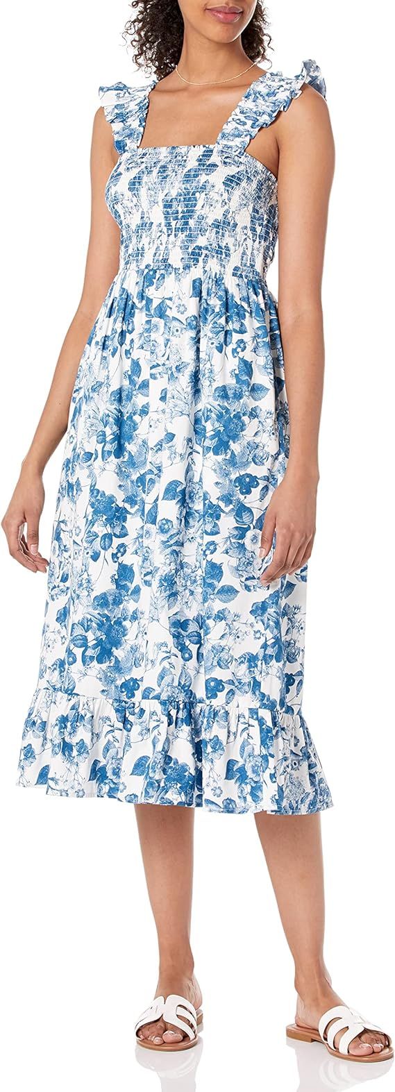 The Drop Women's Kimi Ruffled-Shoulder Smocked Midi Dress | Amazon (US)