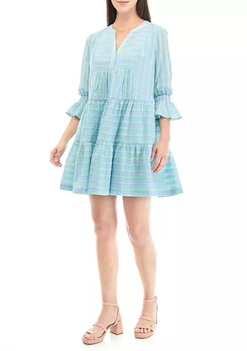 Women's Printed Tiered Jacquard Dress | Belk