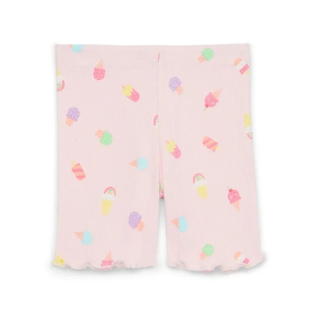 Garanimals Toddler Girl Printed Rib Biker Shorts with Lettuce Hem, Sizes 18M-5T | Walmart (US)