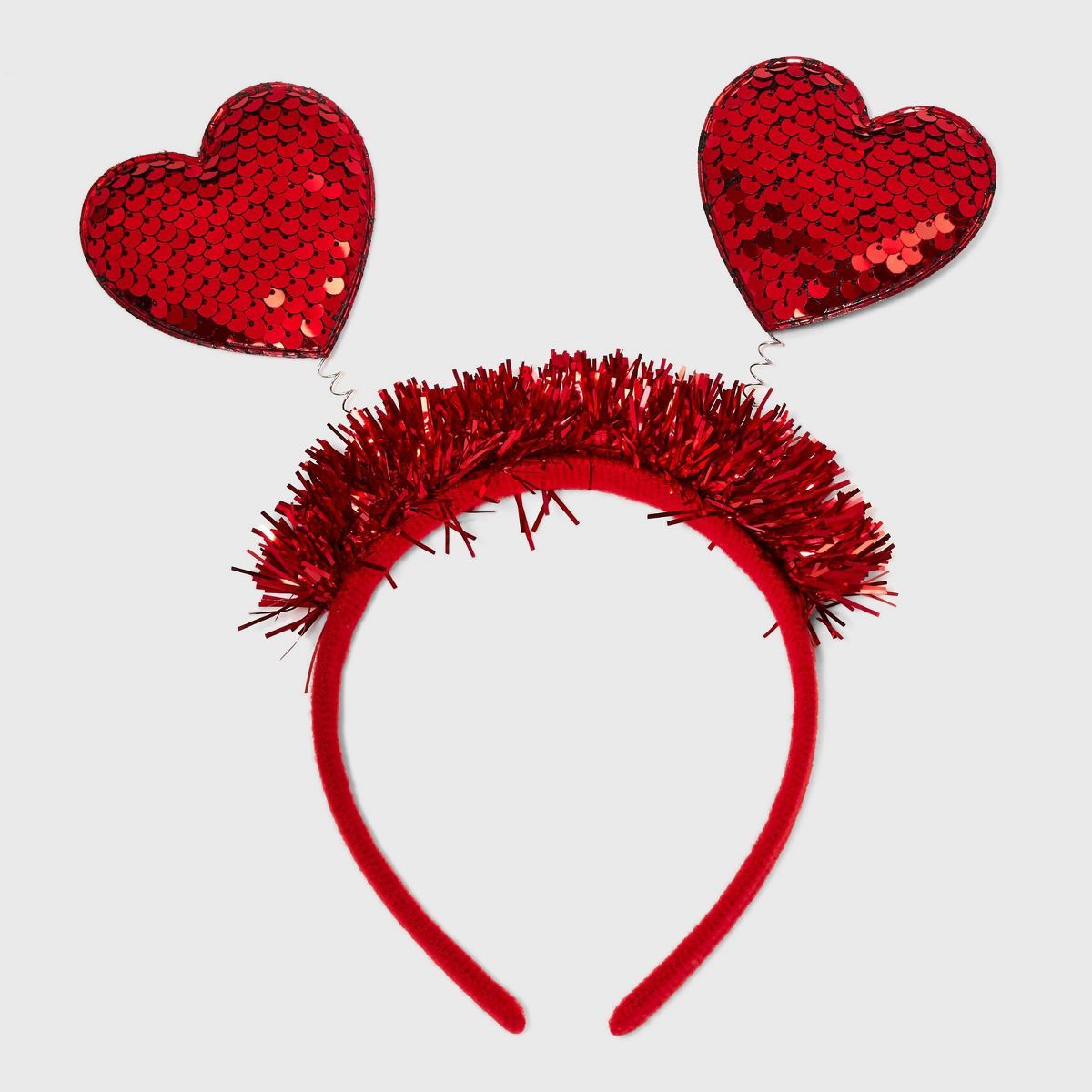 Heart Sequin and Tinsel Wrapped Headband - Red | Target