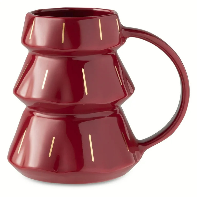 Thyme & Table 15 fl oz 4-Pack of Tree Shape Ceramic Mugs - Red and Green | Walmart (US)