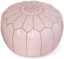 Mina Stuffed Moroccan Leather Pouf Ottoman, Many Colors Available, 20" Diameter and 13" Height (Papa | Amazon (US)