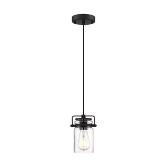SATCO NUVO Nuvo Matte Black / Clear Glass Traditional Clear Glass Jar Mini Hanging Pendant Light | Lowe's
