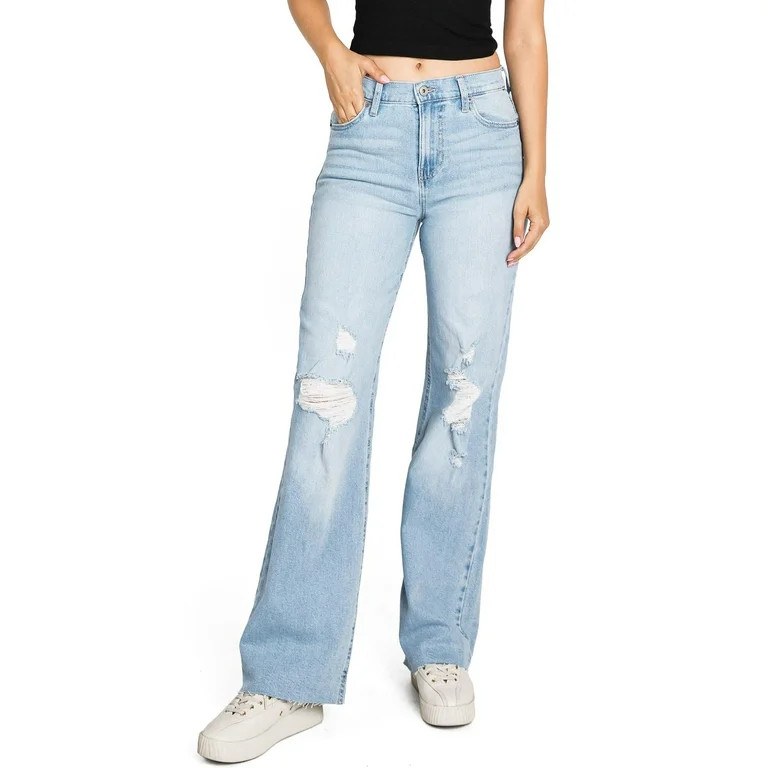 Regeneration by Celebrity Pink Women's Juniors High Rise Wide-Leg Jeans (3, Light Denim) | Walmart (US)