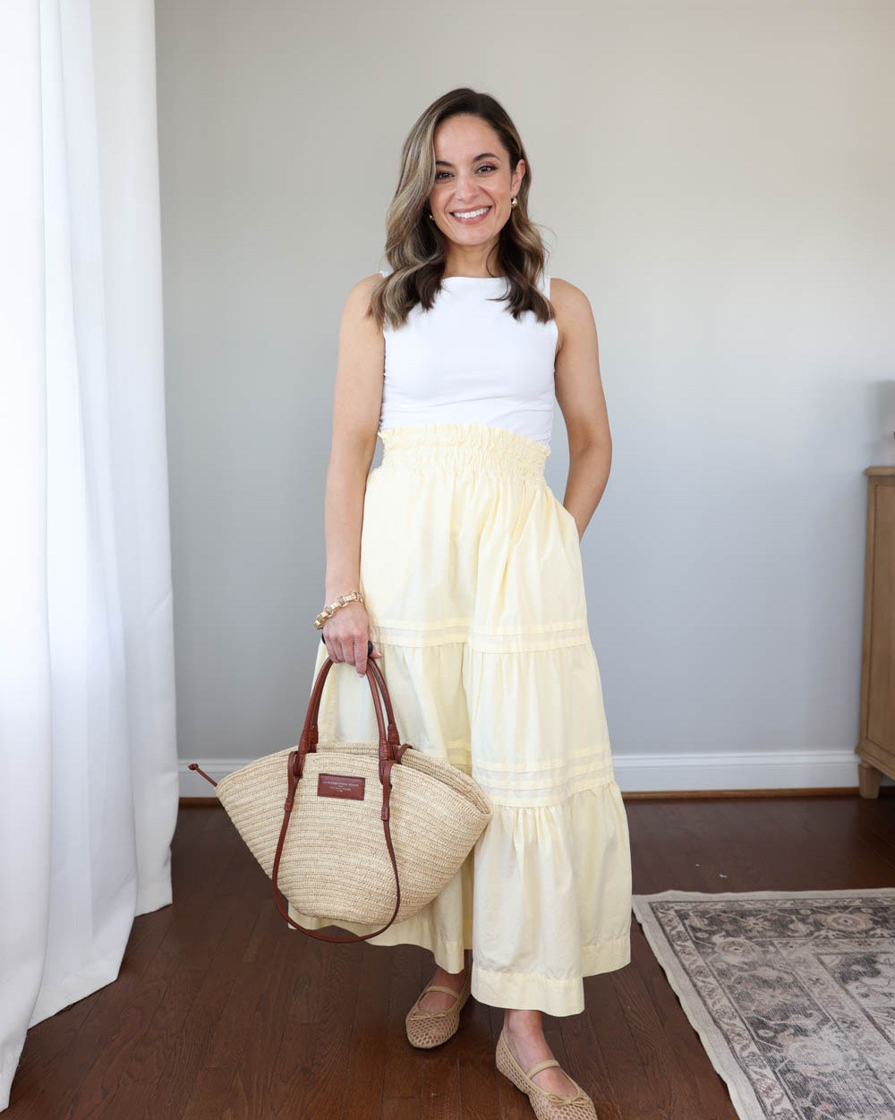 Three styles of petite-friendly skirts to wear this Summer from Quince!

Outfit 1:
Yellow Cotton skirt (Quince): xs
Boatneck top (Quince): xs
Woven flats (J.Crew Factory): tts, also linked a similar 

Outfit 2:
Gingham skirt (Quince): xs
Linen top (Quince): xs 
Gold Sandals (Sam Edelman): tts

Outfit 3:
Silk Midi Skirt (Quince): XS - tts
Cotton Jersey Boat Neck Tank (Quince): XS
Heels: tts

My measurements for reference: I’m 4’10” and 105lbs. My bust, waist, and hip measurement is 32”, 24”, and 36”.

#LTKPetite #LTKSeasonal #LTKootd