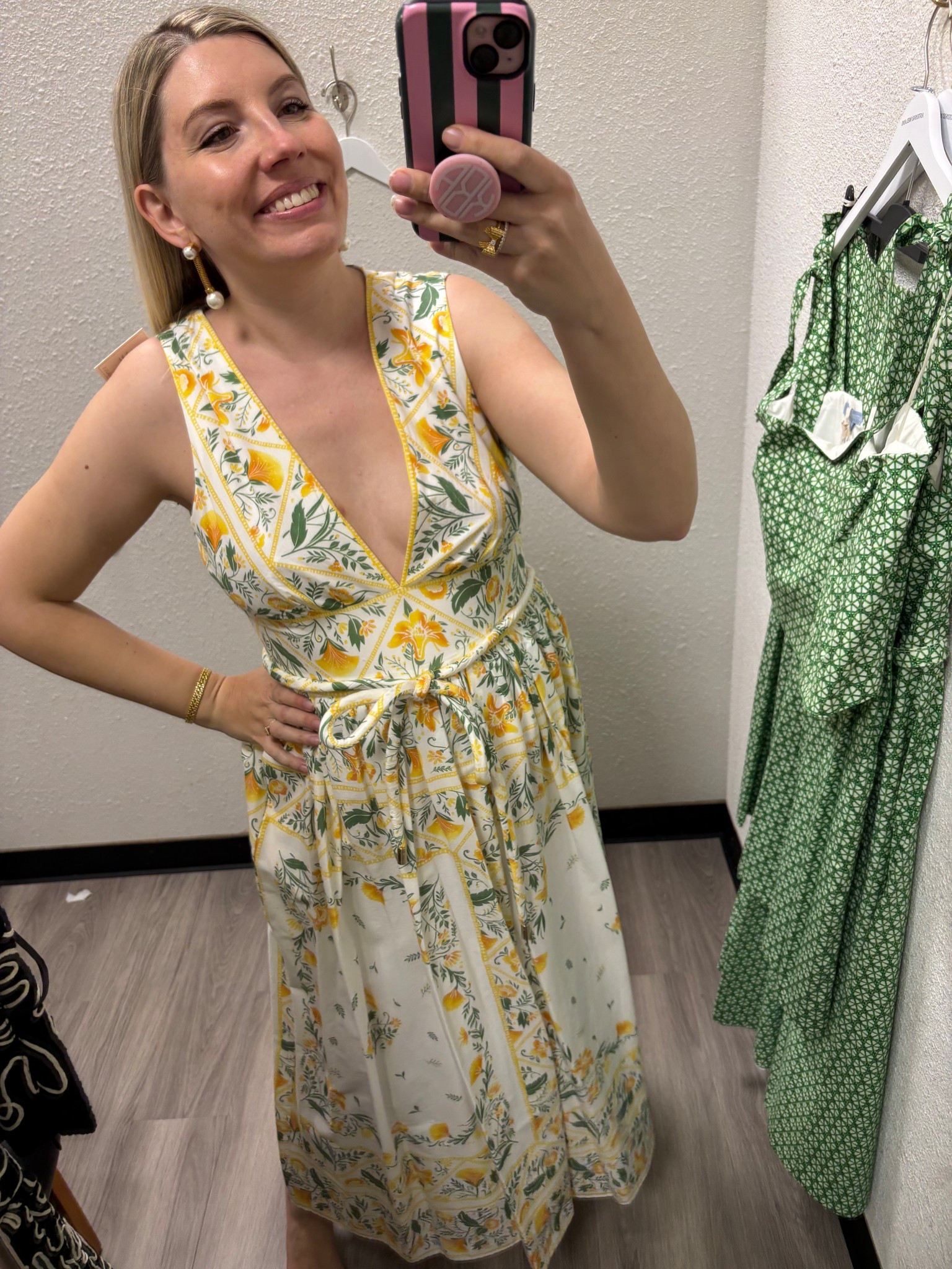 This dress is so lovely! I love the fabric belt and found the length to be really nice (I am tall 5’9” and sometimes long dresses feel too small or have too short of a torso and this fits me nicely - would still be fine for someone shorter, but probably best for an average height wearer.)
Fit was true to size for me - I usually wear a 12 in the brand and that is what I chose here. I am pregnant (2nd trimester) so it’s a bit tight for that reason, but I am confident that my usual size is correct.

#LTKStyleTip #LTKBump #LTKSeasonal