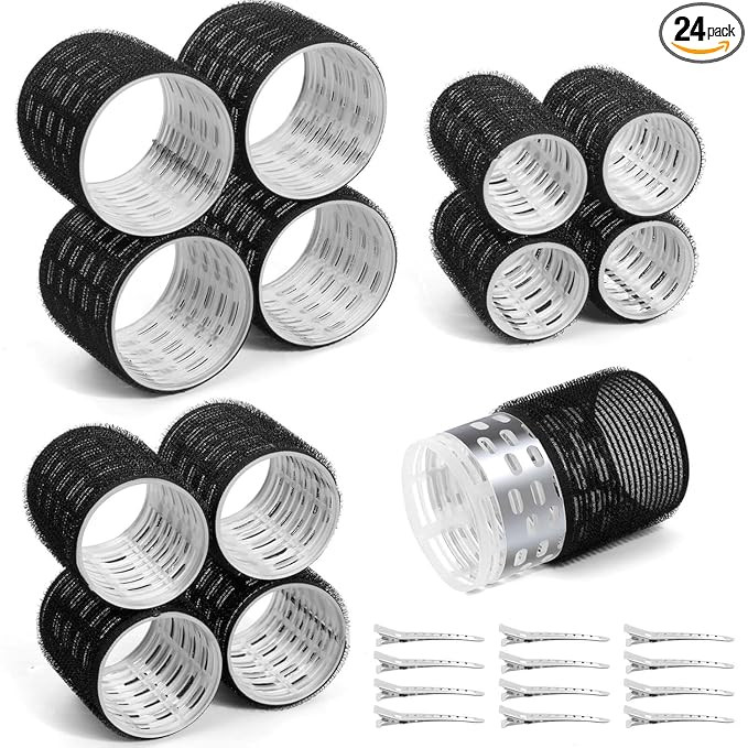Thermal Rollers for Hair, 24PCS Jumbo Rollers Hair Curlers with Clips, Large Roller with 63mm 48m... | Amazon (US)