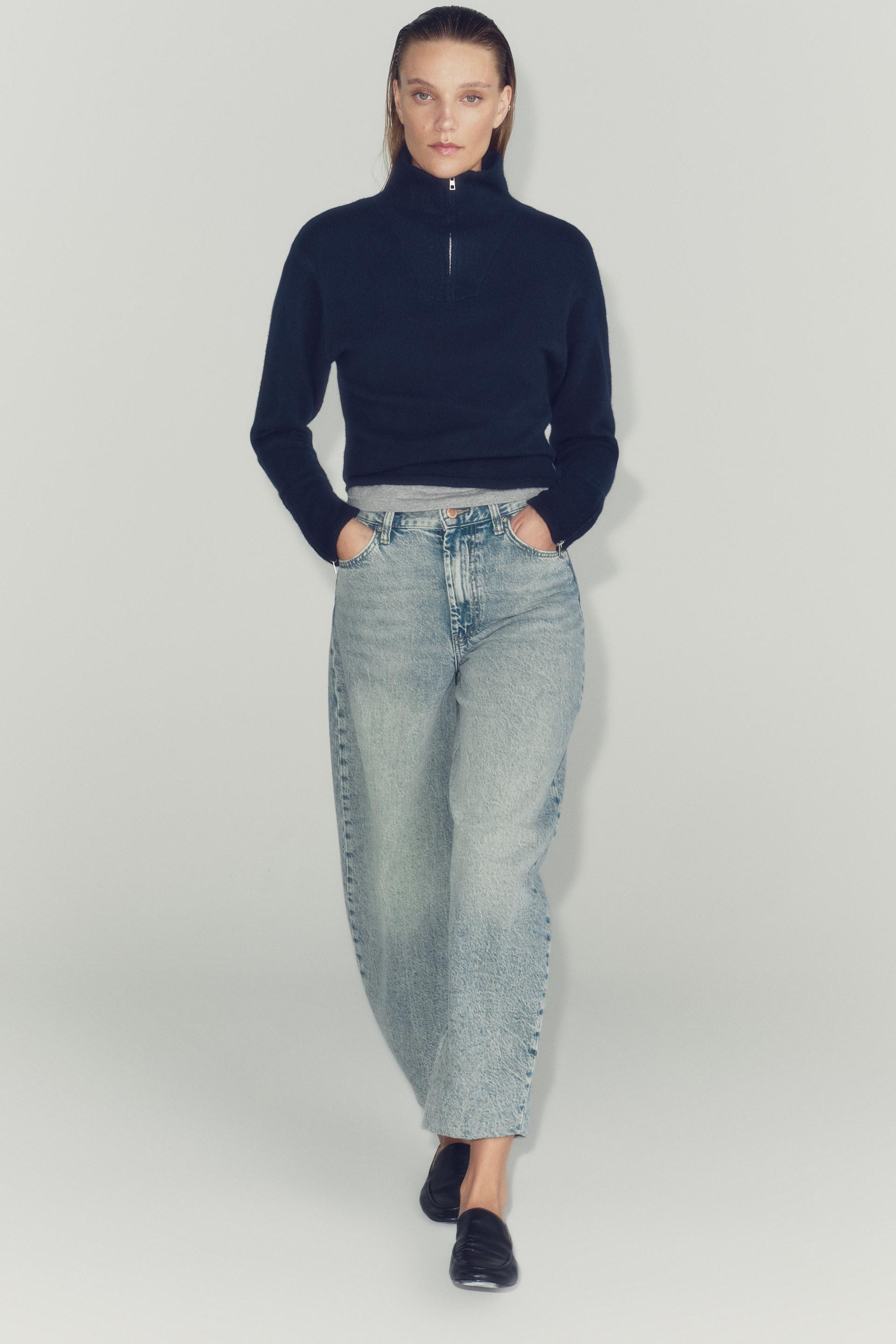 Zara - Zw Collection High-Rise Tapered Jeans - Blue - 26 (Us 2) - Woman | Zara US