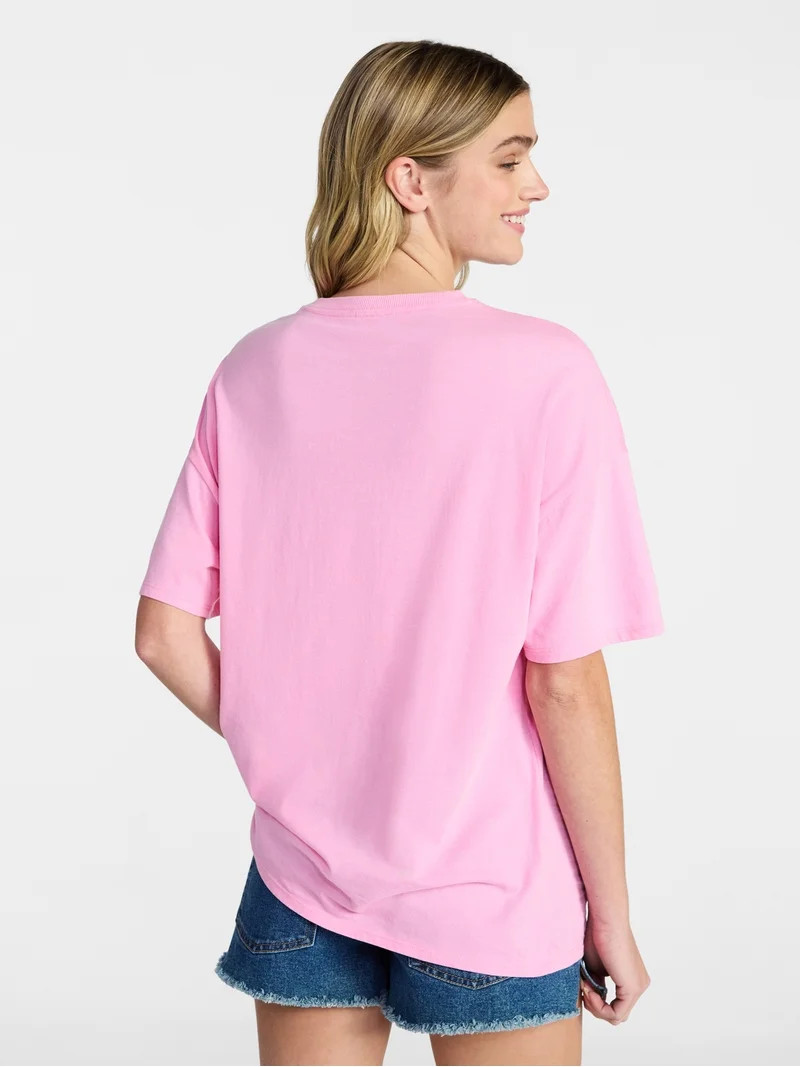 No Boundaries Washed Graphic Boyfriend Tee, Women's XXS-XXL | Walmart (US)