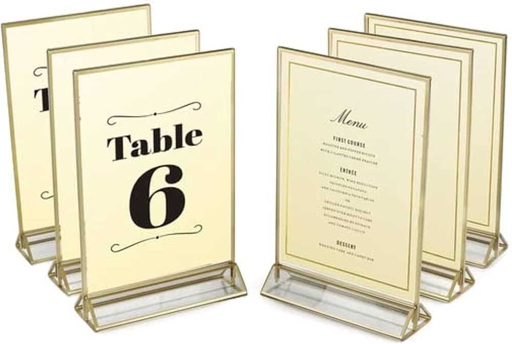 SUPER STAR QUALITY Clear Acrylic 2 Sided Frames with Gold Borders and Vertical Stand | Ideal for ... | Amazon (US)