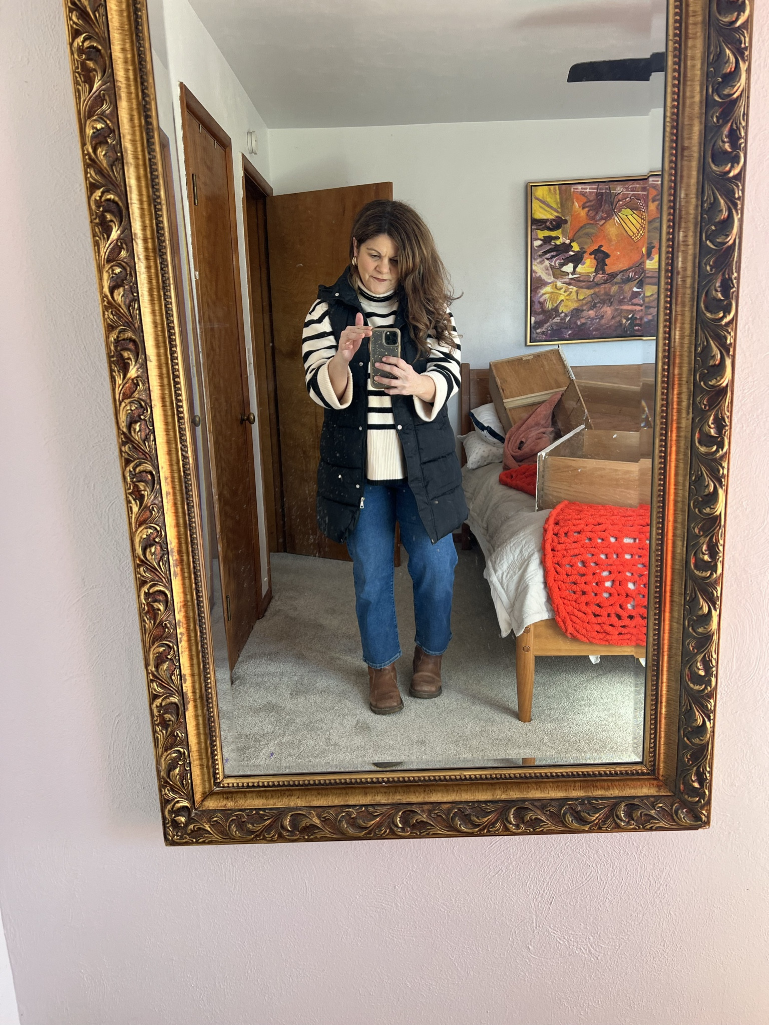 New favorite every day jeans.  
Guys!  They stretch and stay up!  
Stripes are life and my favorite vest for running around!  


#LTKover40 #LTKworkwear #LTKstyletip