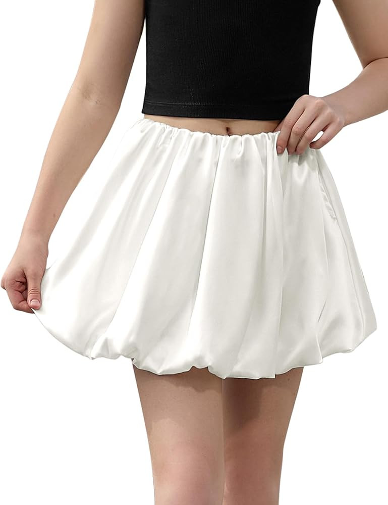 Girls Bubble Skirt Metallic Puff Balloon Cute Mini Skorts Dance Outfits with Shorts 4-13Y | Amazon (US)