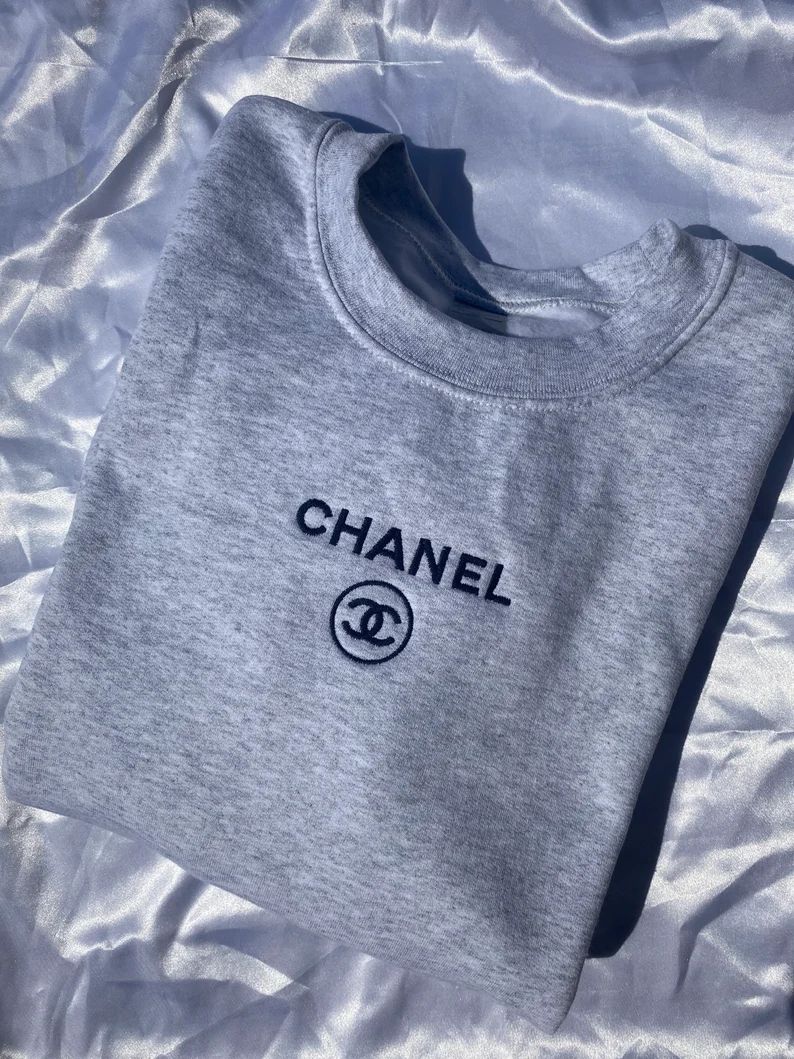 Ash  C h a n e l Inspired Embroidered Crewneck | Etsy (US)