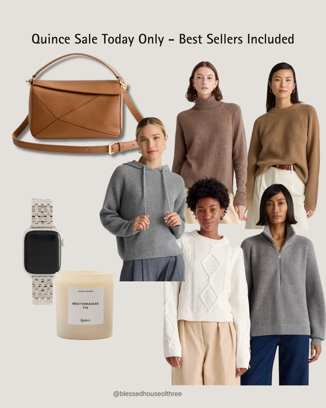 Quince is having a rare sale today only and these are the best sellers worth grabbing before they sell out 🤍 The buttery leather crossbody is my top pick (no sizing guesswork), and the sweaters are the kind of elevated basics you’ll wear on repeat. Timeless, high quality, and such good prices while the sale lasts.

Quince sale today only best sellers, Quince leather crossbody bag, Quince sweaters women, affordable luxury clothing, neutral capsule wardrobe essentials, high quality cashmere sweaters, women’s winter outfits neutral, minimalist wardrobe staples, Quince candle Mediterranean fig, elevated everyday basics, LTK Quince finds, timeless women’s fashion essentials, quiet luxury style affordable, neutral outfit inspiration, best Quince items to buy on sale

#LTKFindsUnder100 #LTKSaleAlert #LTKSeasonal