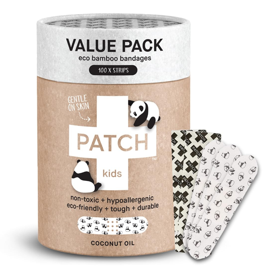 Amazon.com: PATCH 100 Pieces, Coconut Oil, Value Pack, Kids Panda Eco-Friendly Bamboo Adhesive Ba... | Amazon (US)