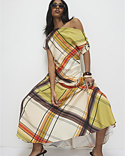 Green Check Maxi Skirt | River Island UK & IE