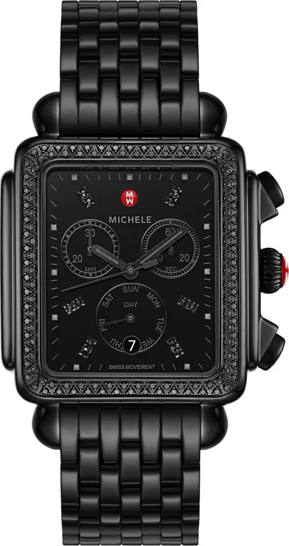 MICHELE Deco XL Pavé Diamond Chronograph Watch Head & Bracelet, 20mm | Nordstrom | Nordstrom