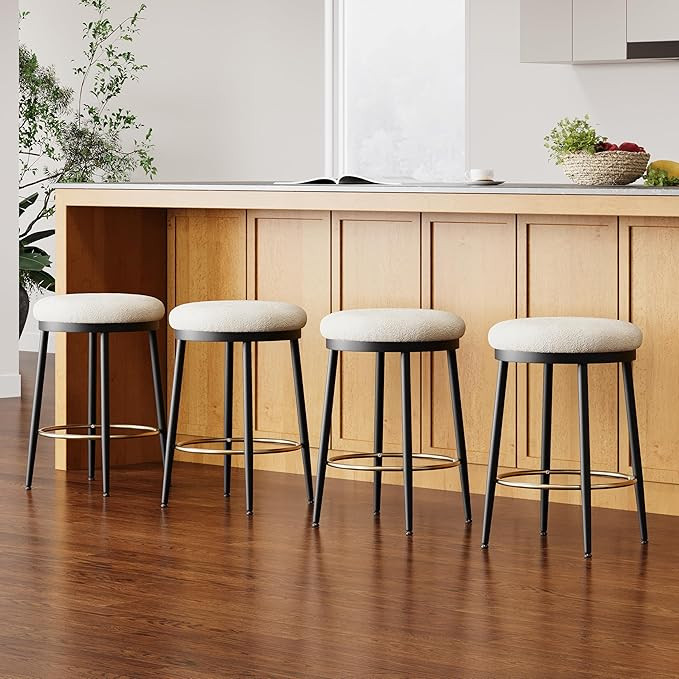 roomfitters Modern Counter Stools, Set of 4 Upholstered Bar Chairs with Metal Base and Cushioned ... | Amazon (US)