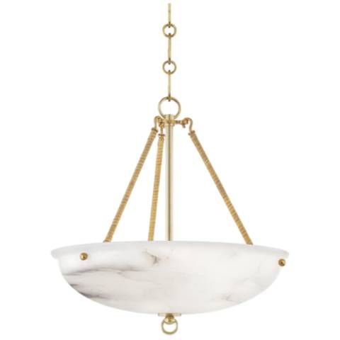 Somerset 16" Wide Aged Brass Alabaster Pendant Light - #639M2 | Lamps Plus | Lamps Plus