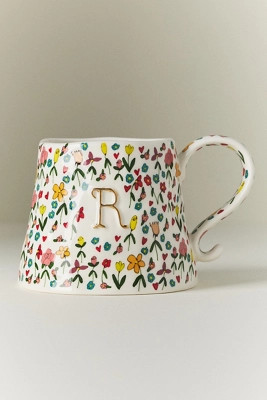 The Mud Fairy Stoneware 24k Gold Accent Monogram Mug | Anthropologie (US)
