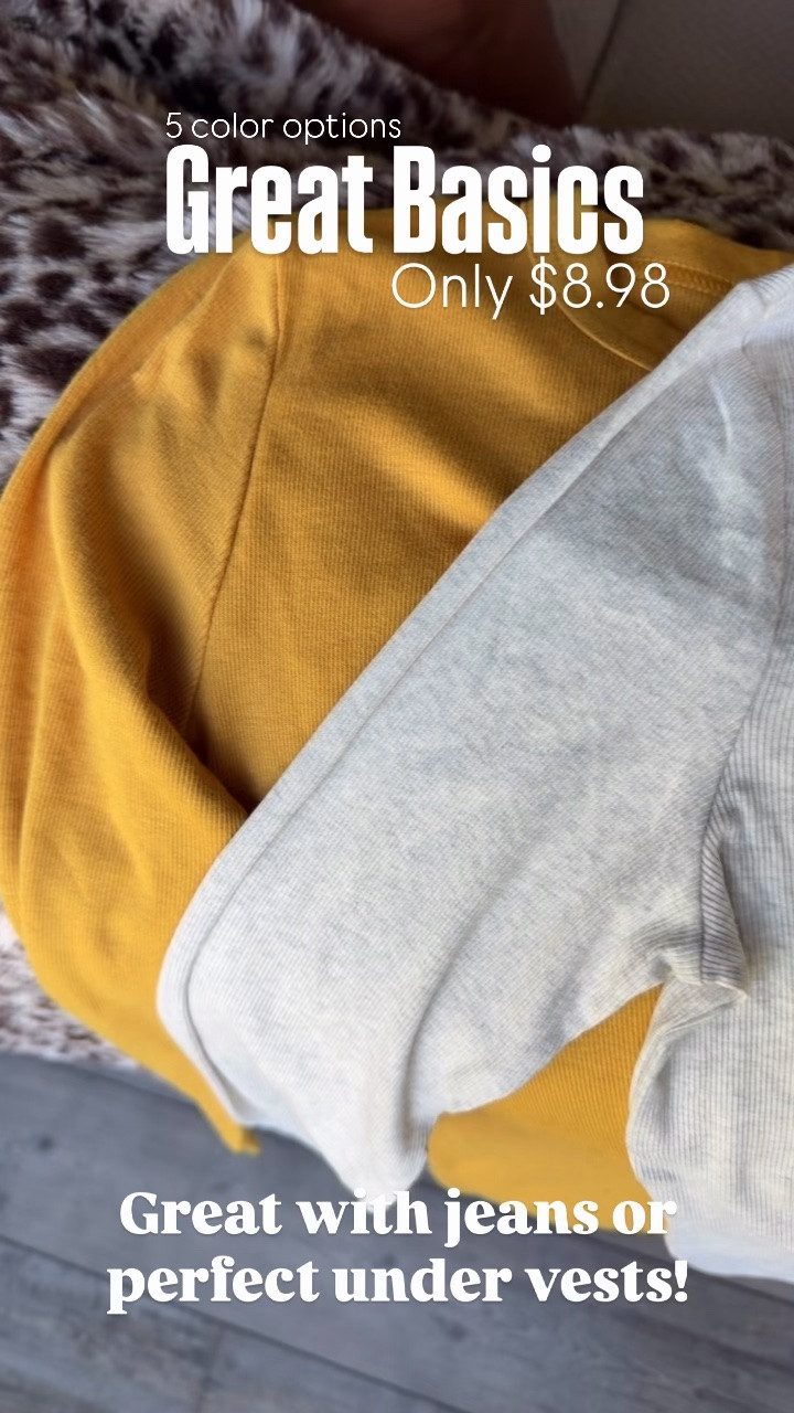I always get so much use out of these! Great to layer under vests! I wear size small! Love the ribbed, stretchy material!