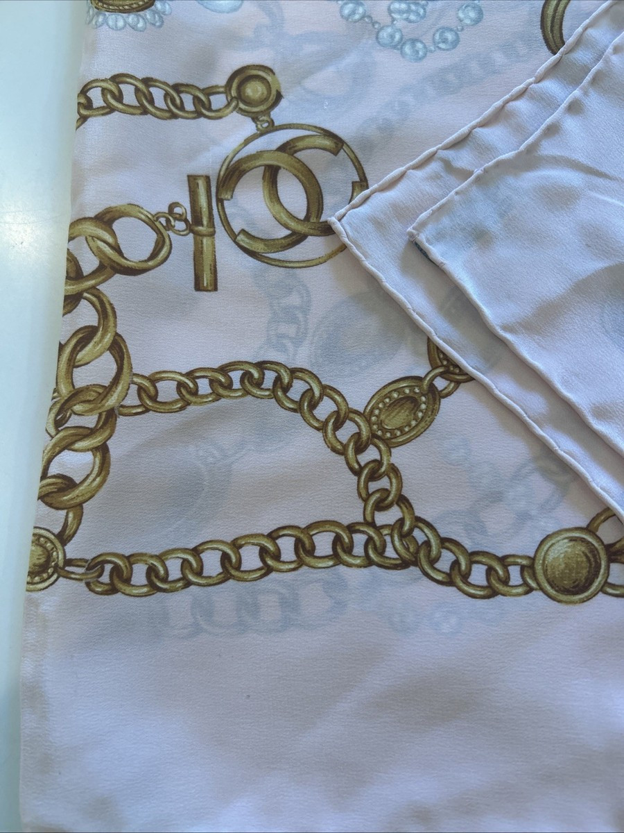 Vtg Chanel Paris Classic Chain Pearl Silk Scarf Original Box  Italy | eBay | eBay US