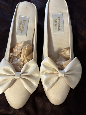 Vintage! NIB! Victoria Secret Westgate Satin IVORY Slippers Size Large-L (9-10)  | eBay | eBay US