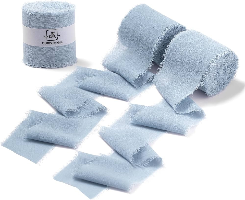 DORIS HOME Dusty Blue Chiffon Ribbon for Flower Bouquet, 2" x21Yd Fabric Ribbon for Gift Wrapping... | Amazon (US)