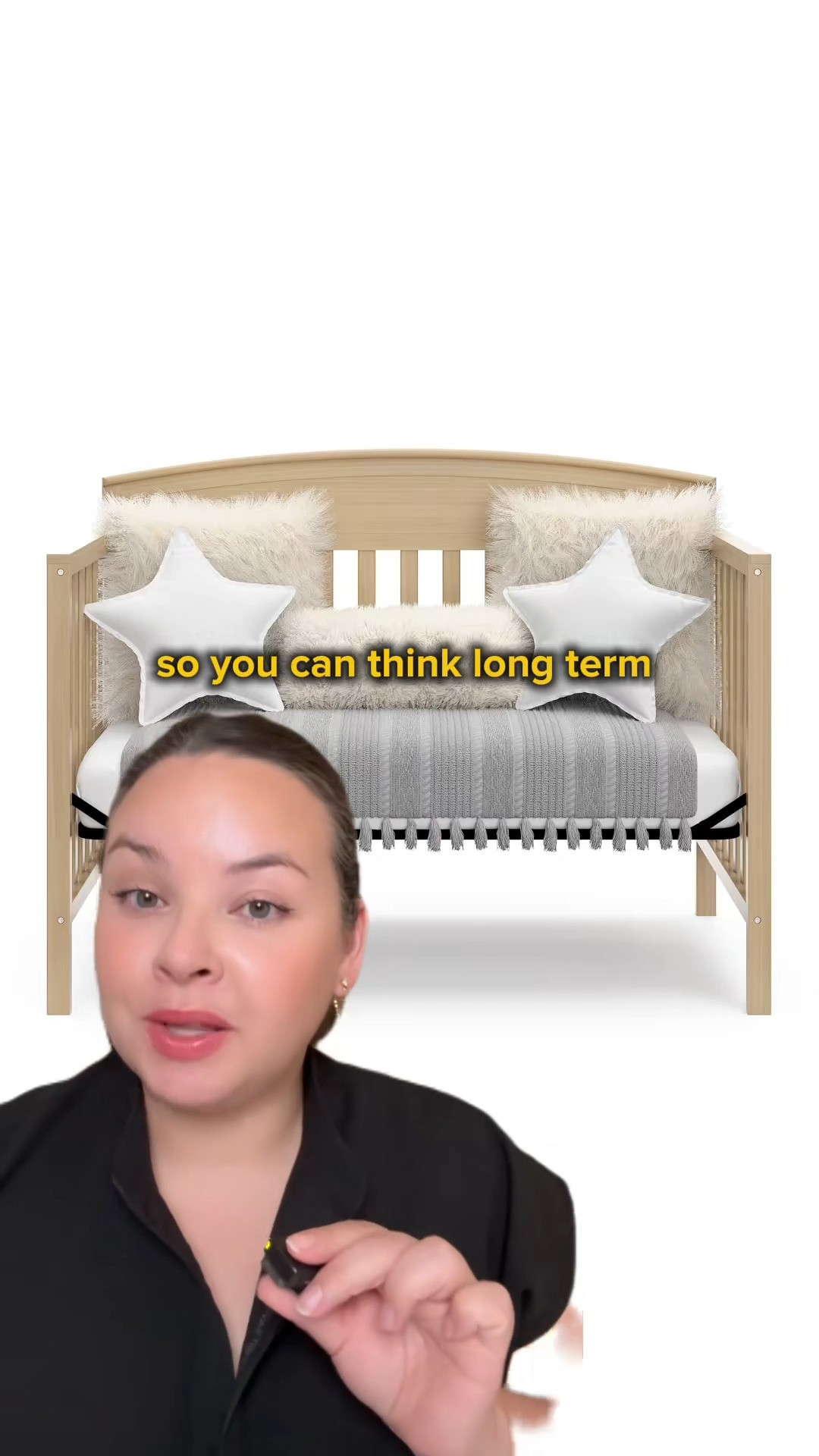 Convertible crib comparison guide: this owned BabyPT clip reviews the category; the background models are illustrative. The tagged cribs are current options and are not claimed as exact visuals. Compare assembled footprint, conversion stages and required kits, mattress-height settings, materials and finish, current manufacturer instructions, price, stock, shipping, and return policy. 

 #LTKmomlife #LTKHome #LTKBaby