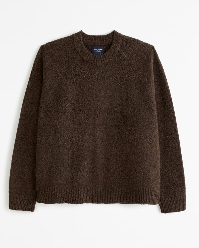 Abercrombie & Fitch Men's Oversized Boucle Crew Sweater in Dark Brown - Size XL | Abercrombie & Fitch (US)