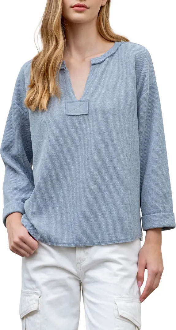 Split Neck Rib Knit Top | Nordstrom Rack