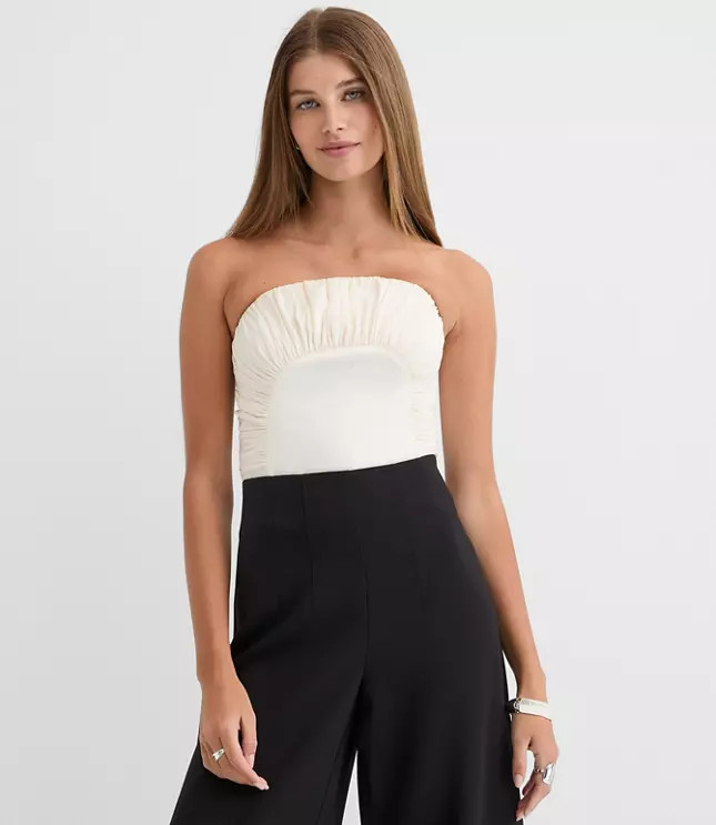 Shirred Curved Bustier Top | LOFT
