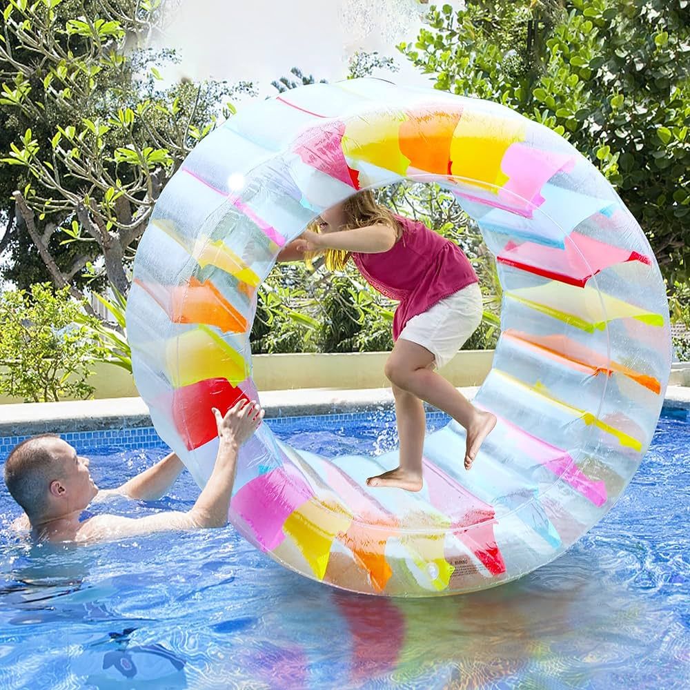 Joliyoou Water Wheel Pool Float, 47" Inflatable Roller Float for Kids, Giant Colorful Pool Toy fo... | Amazon (US)