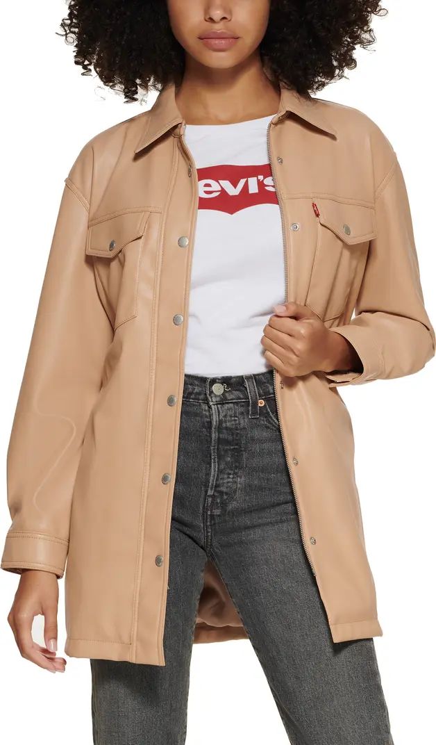 Levi's® Faux Leather Belted Shirt Jacket | Nordstrom | Nordstrom