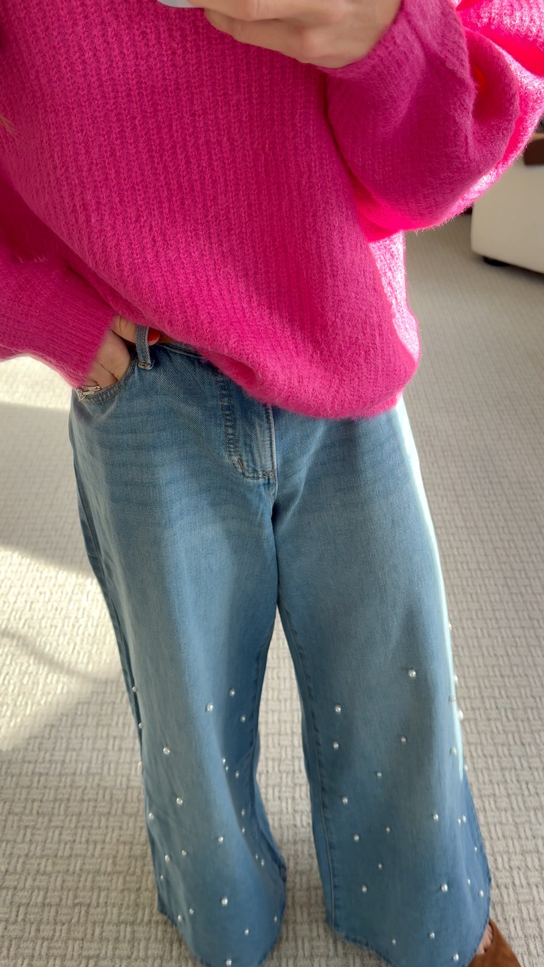 Loving these wide leg jeans with pearl details! Definitely size down 1-2 sizes as these run REAL big.

#LTKootd #LTKgrwm